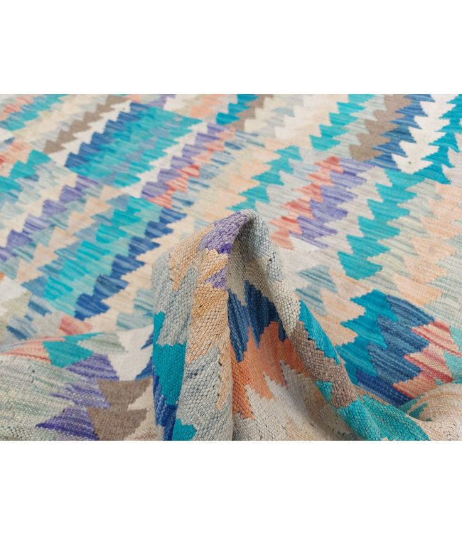 9'91x8'10 Hand Woven Afghan Wool Kilim Area Rug