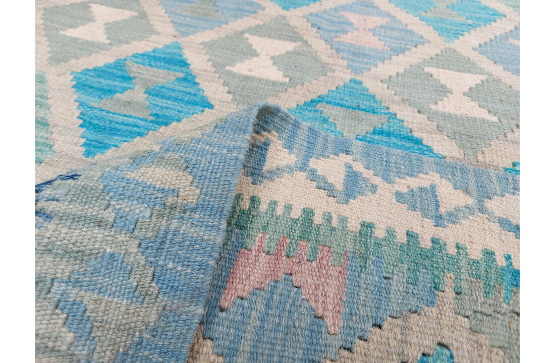 exclusive Vloerkleed Tapijt Kelim 294x240 cm Multicolor Kleed Hand Geweven Kilim