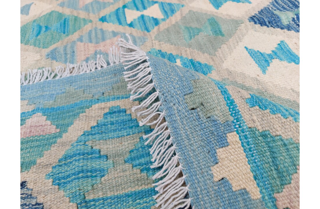 exclusive Vloerkleed Tapijt Kelim 294x240 cm Multicolor Kleed Hand Geweven Kilim