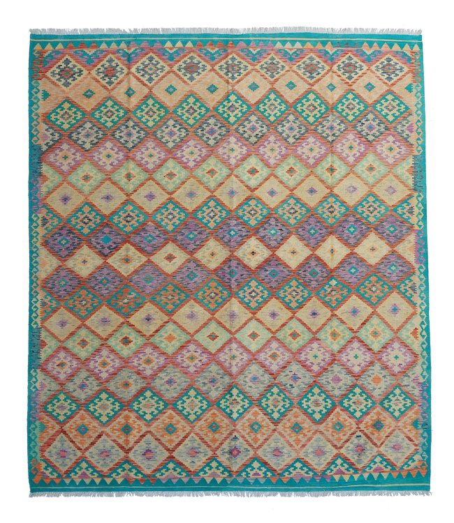 9'45x8'27 Hand Woven Afghan Wool Kilim Area Rug