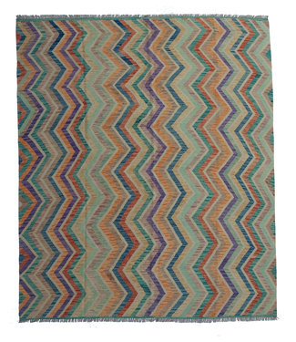 9'78x8'14 Hand Woven Afghan Wool Kilim Area Rug