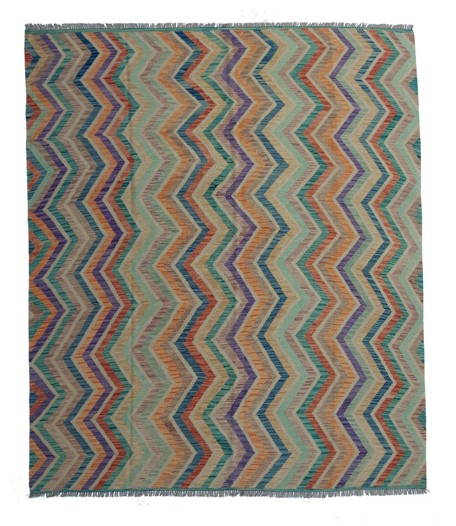 9'78x8'14 Hand Woven Afghan Wool Kilim Area Rug