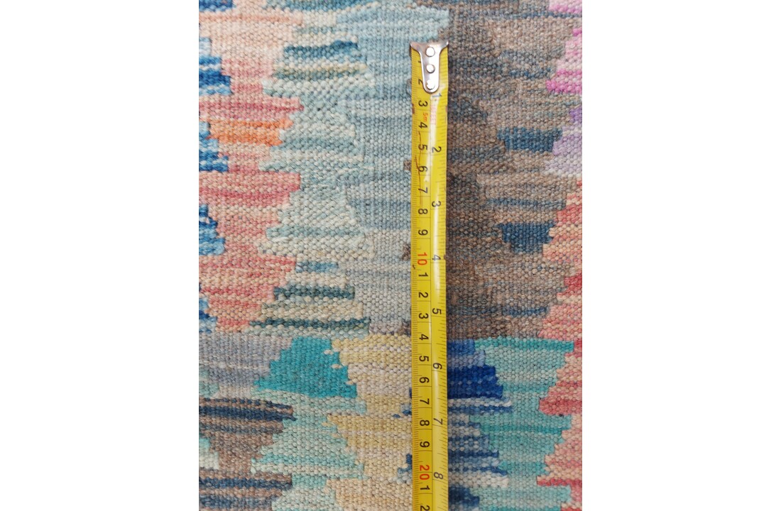 exclusive Vloerkleed Tapijt Kelim 299x249 cm Multicolor Kleed Hand Geweven Kilim