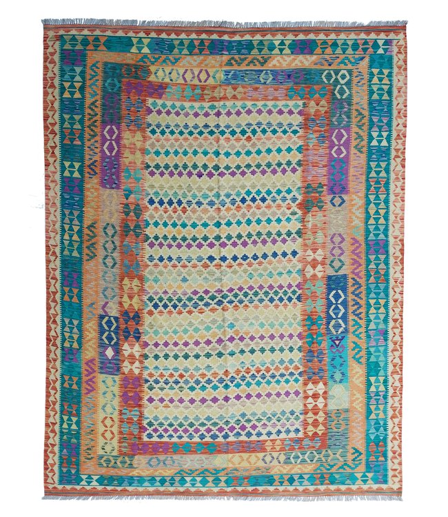 10'14x7'97 Hand Woven Afghan Wool Kilim Area Rug