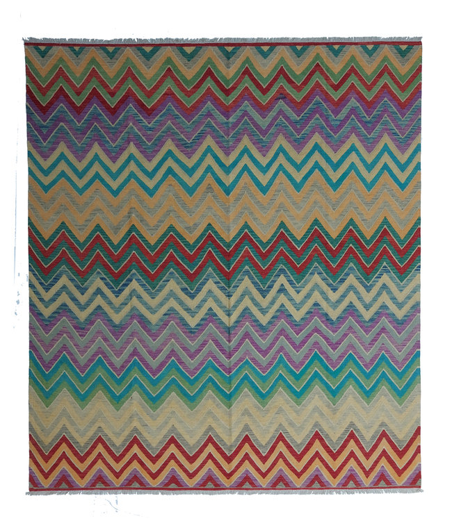 9'68x8'47 Hand Woven Afghan Wool Kilim Area Rug