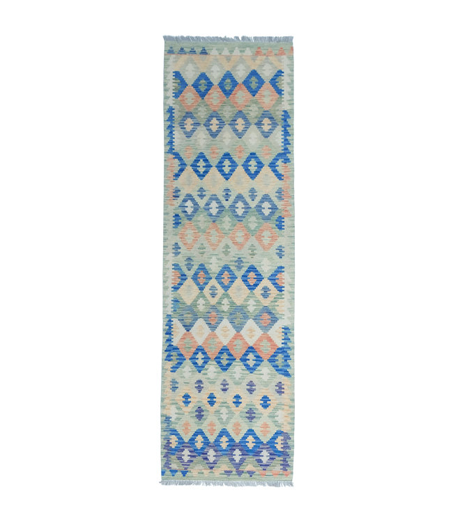 Hand Woven Afghan Wool Kilim Area Rug 306x91cm or 10.1x2.9 ft