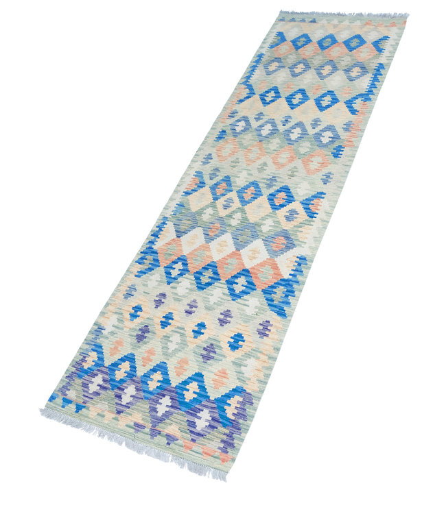 Handgemaakt Oosters Kelim Wol Vloerkleed 306x91cm