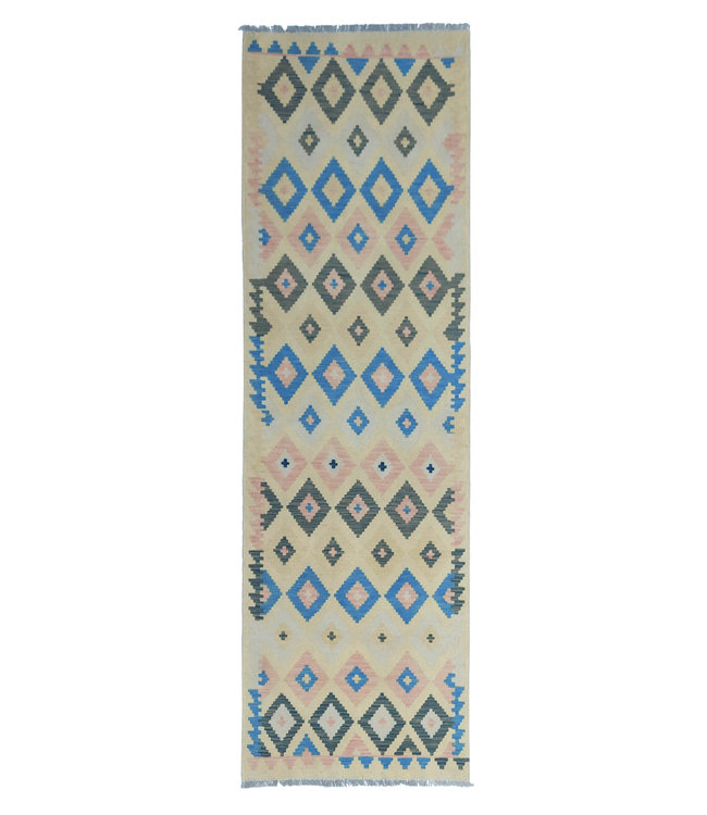 Hand Woven Afghan Wool Kilim Area Rug 297x92cm or 9.7x3.1 ft