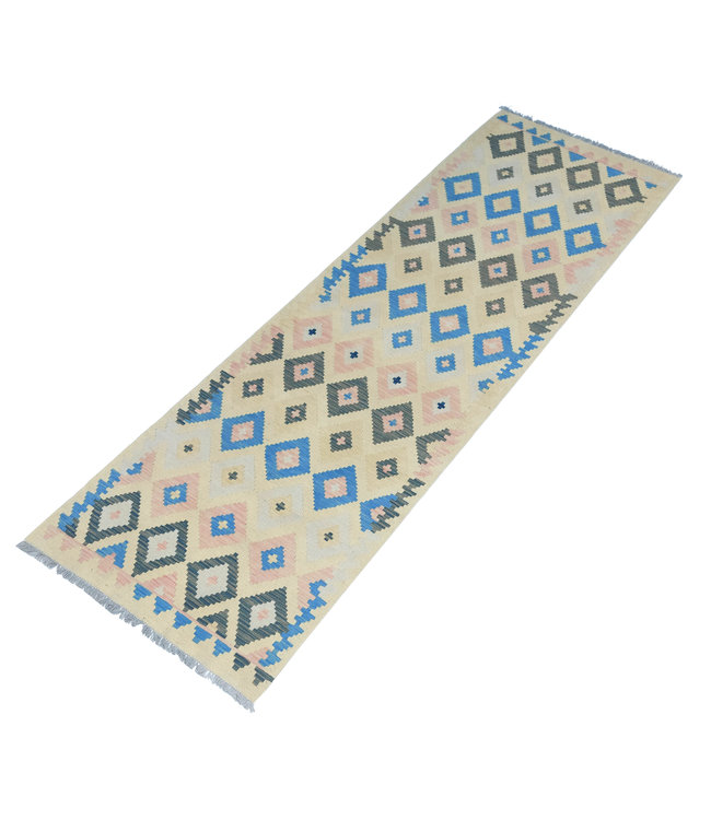 Hand Woven Afghan Wool Kilim Area Rug 297x92cm or 9.7x3.1 ft