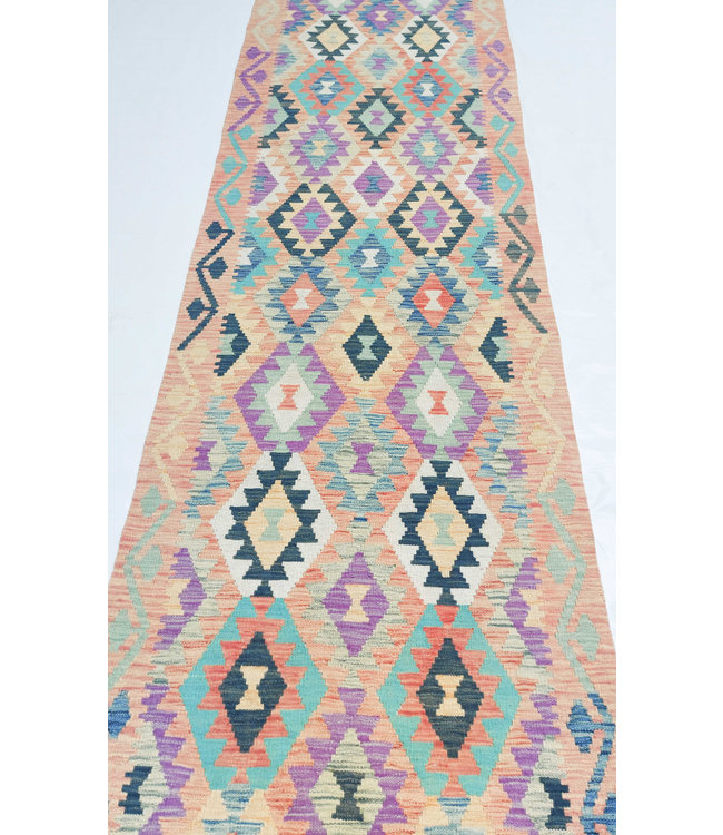 Handgewebte Orientalisch Wolle Kelim Teppich 502x90cm