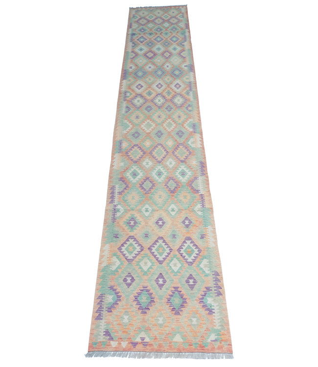 Hand Woven Afghan Wool Kilim Area Rug 499x90cm or 16.3x2.9 ft