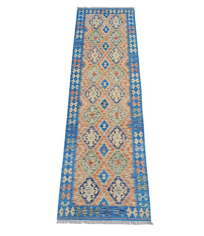 Hand Woven Afghan Wool Kilim Area Rug 296x88cm or 9.7x2.9 ft