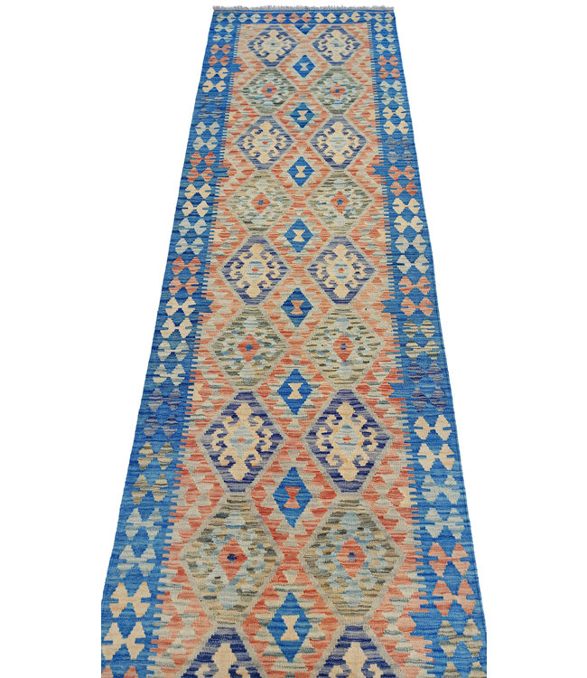 Handgewebte Orientalisch Wolle Kelim Teppich 296x88cm