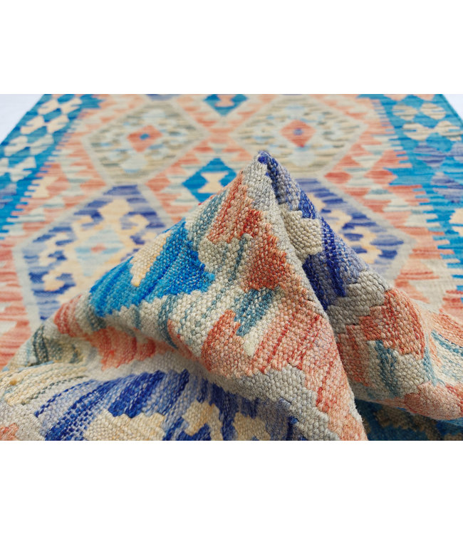 Hand Woven Afghan Wool Kilim Area Rug 296x88cm or 9.7x2.9 ft