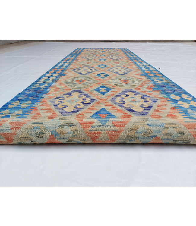 Handgewebte Orientalisch Wolle Kelim Teppich 296x88cm
