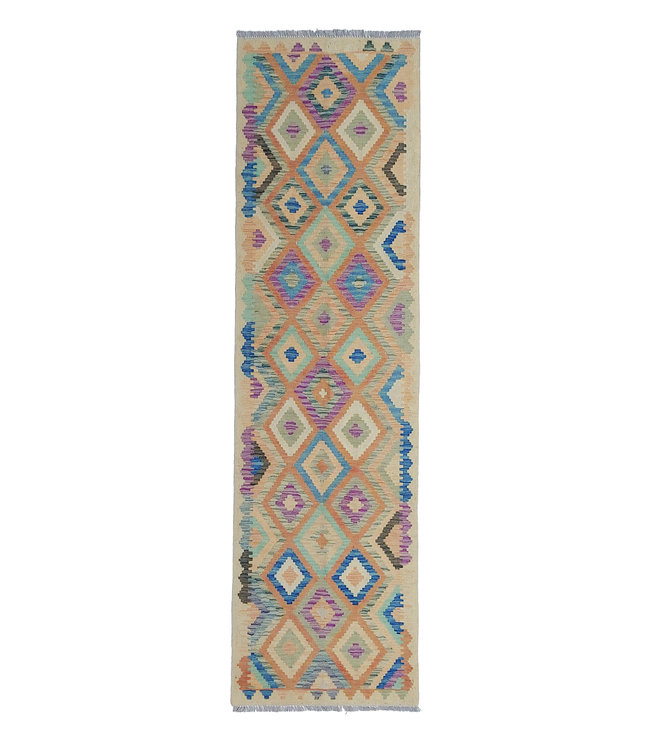 Hand Woven Afghan Wool Kilim Area Rug 296x82cm or 9.7x2.6 ft