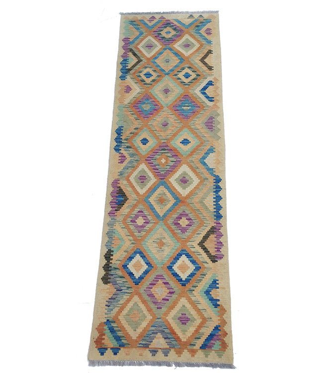 Hand Woven Afghan Wool Kilim Area Rug 296x82cm or 9.7x2.6 ft