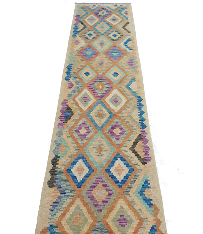 Handgewebte Orientalisch Wolle Kelim Teppich 296x82cm