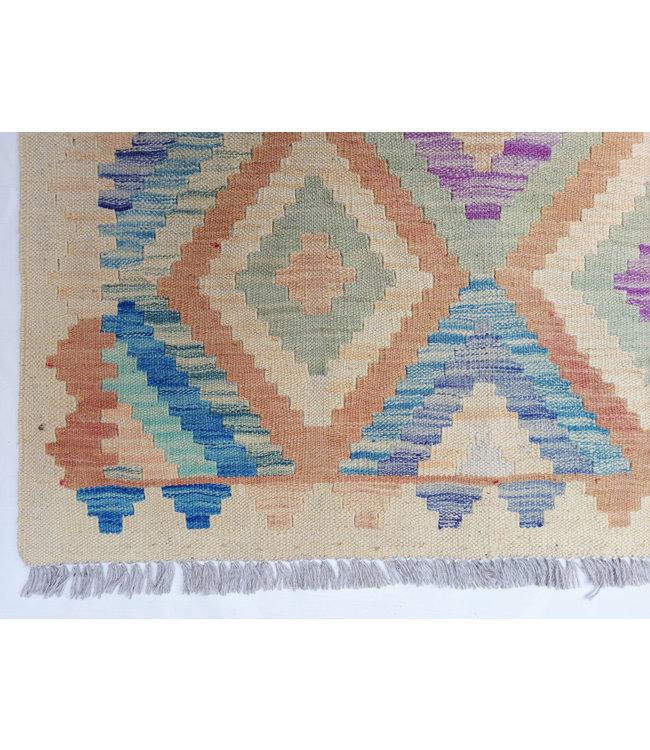 Handgewebte Orientalisch Wolle Kelim Teppich 296x82cm