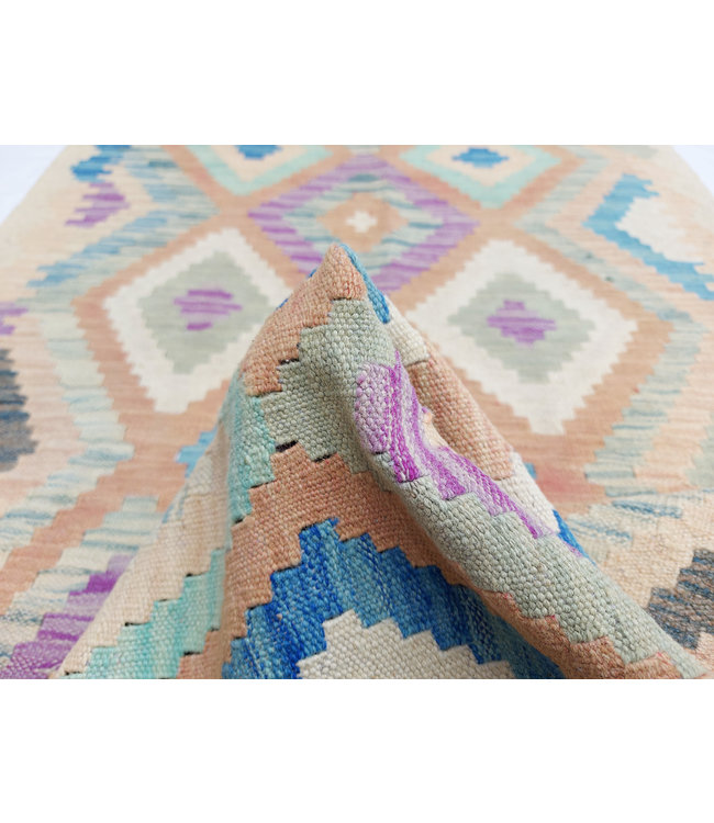 Hand Woven Afghan Wool Kilim Area Rug 296x82cm or 9.7x2.6 ft