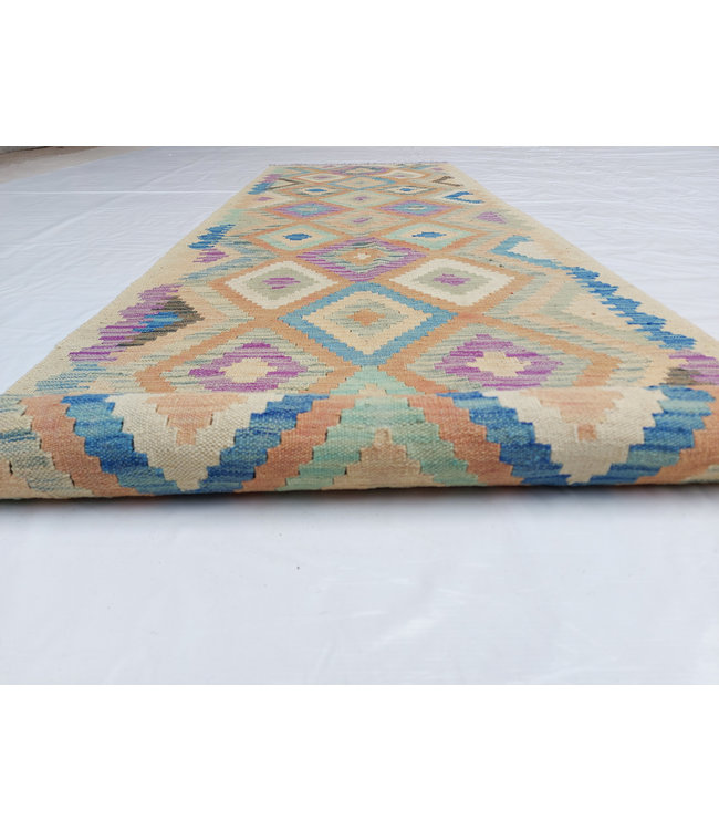 Handgewebte Orientalisch Wolle Kelim Teppich 296x82cm