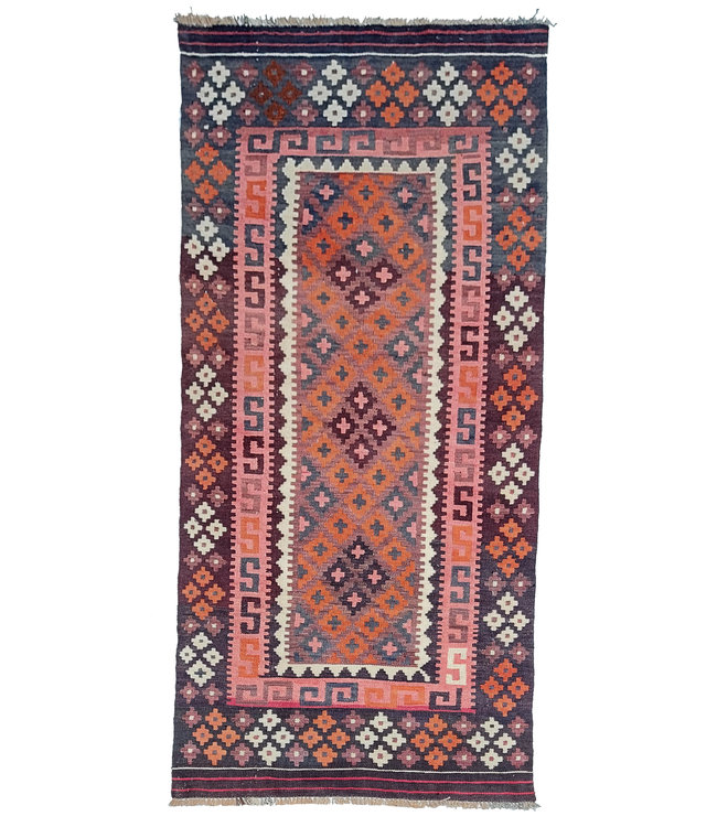 Handgemaakt Oosters Kelim Wol Vloerkleed 223x98cm