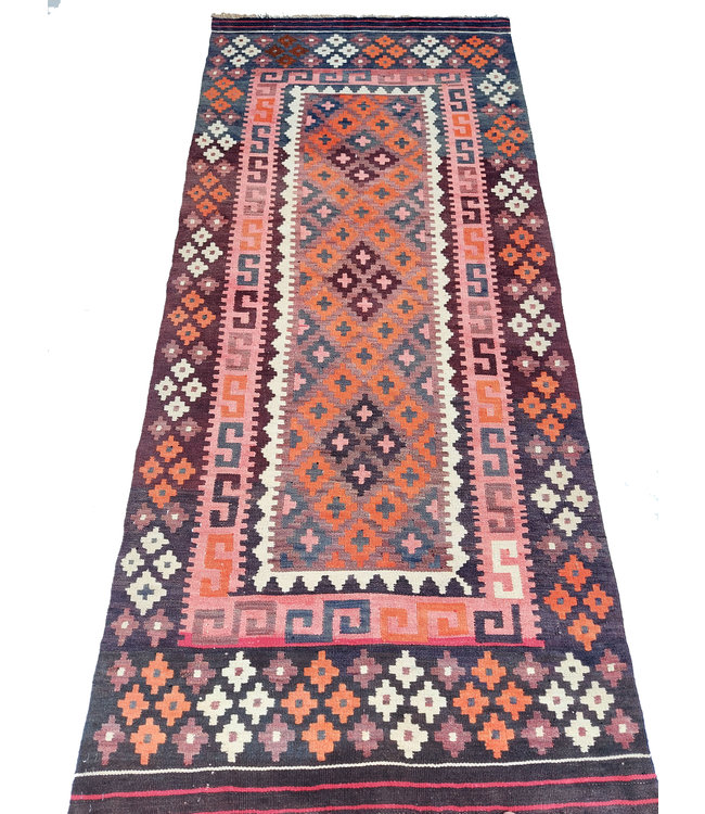 Hand Woven Afghan Wool Kilim Area Rug 223x98cm or 7.31x3.2 ft