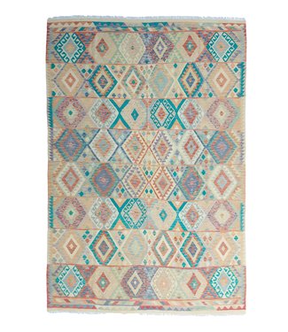 11'48x8'07 Hand Woven Afghan Wool Kilim Area Rug
