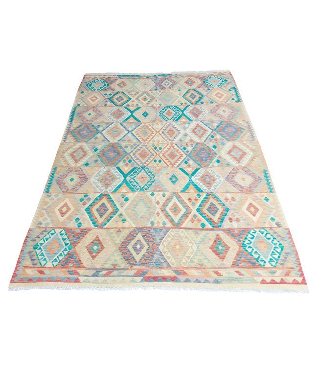 Handgemaakt Oosters Kelim Wol Vloerkleed 350x246 cm