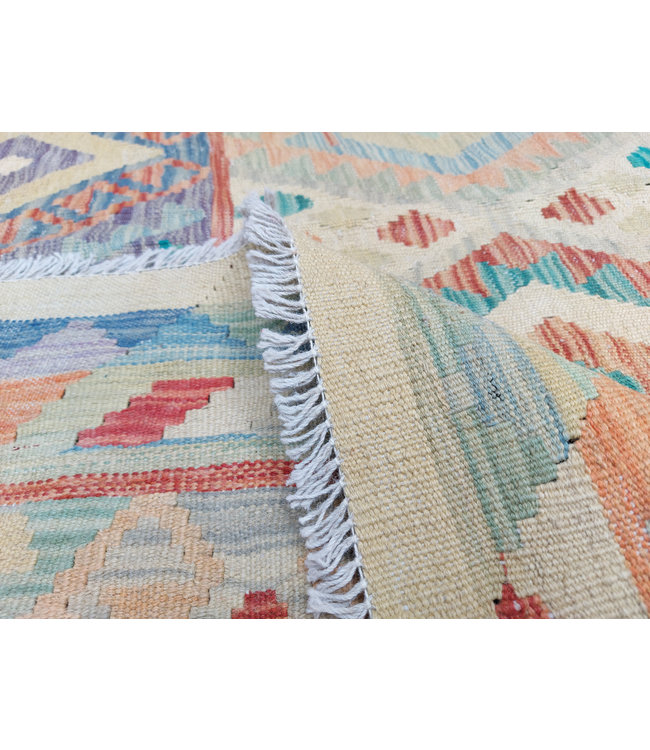 11'48x8'07 Hand Woven Afghan Wool Kilim Area Rug