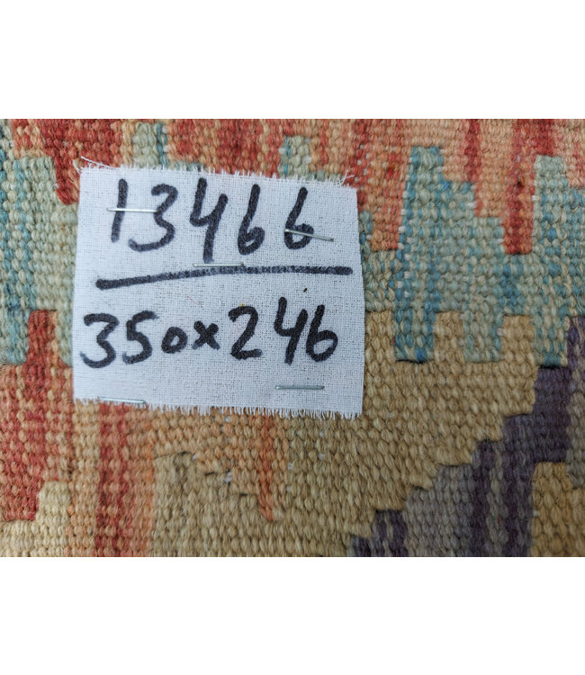 11'48x8'07 Hand Woven Afghan Wool Kilim Area Rug