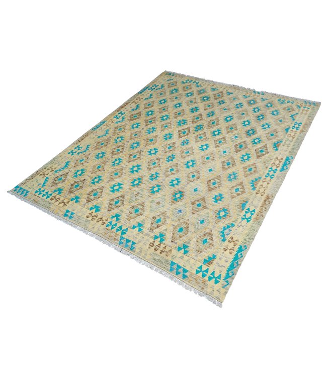 Handgemaakt Oosters Kelim Wol Vloerkleed 304x256 cm