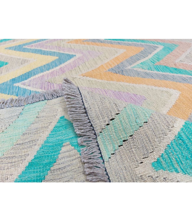 Handgemaakt Oosters Kelim Wol Vloerkleed 298x258 cm