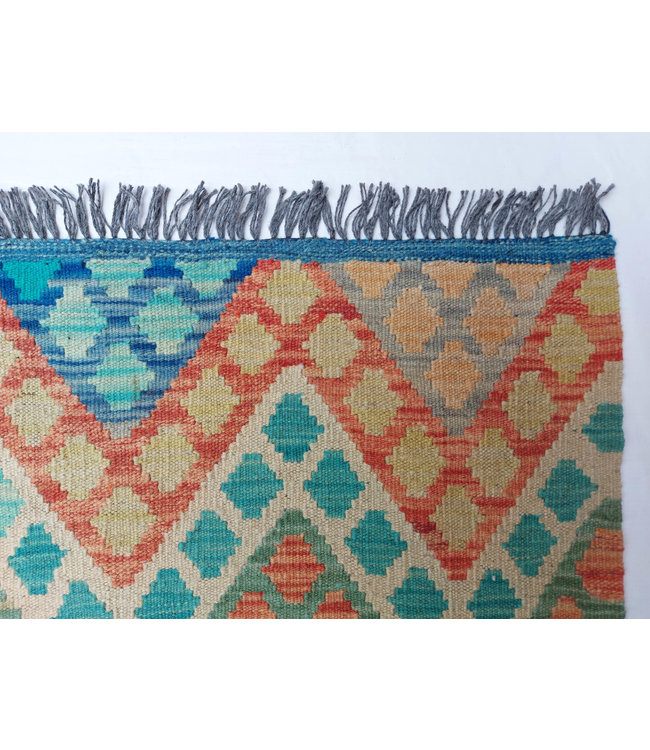 Handgemaakt Oosters Kelim Wol Vloerkleed 298x258 cm