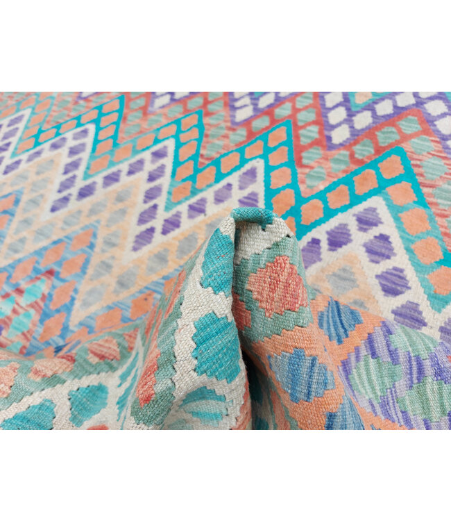 Handgemaakt Oosters Kelim Wol Vloerkleed 298x258 cm