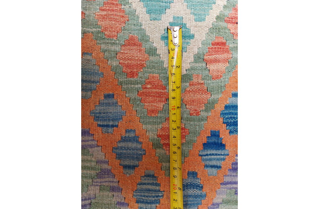 exclusive Vloerkleed Tapijt Kelim 298x258 cm Multicolor Kleed Hand Geweven Kilim
