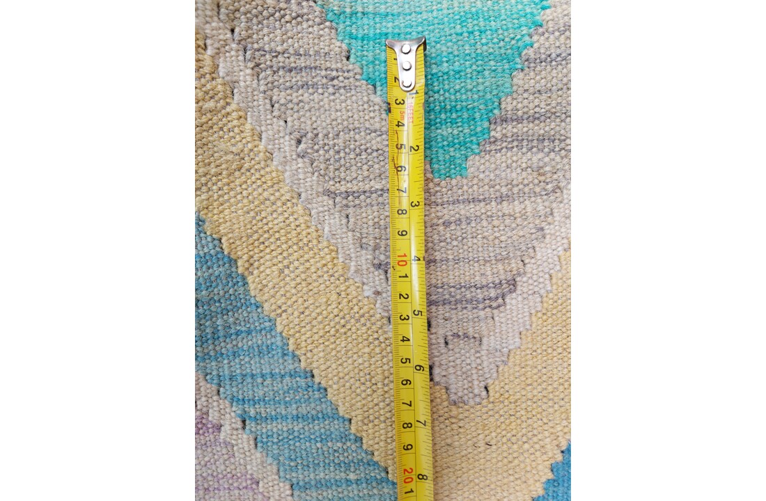 exclusive Vloerkleed Tapijt Kelim 298x258 cm Multicolor Kleed Hand Geweven Kilim