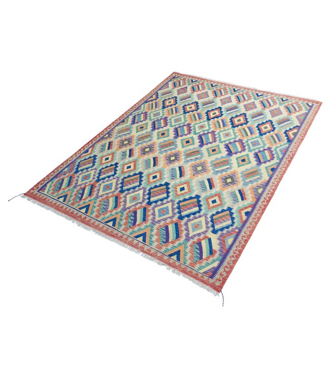 Handgemaakt Oosters Kelim Wol Vloerkleed 304x242 cm