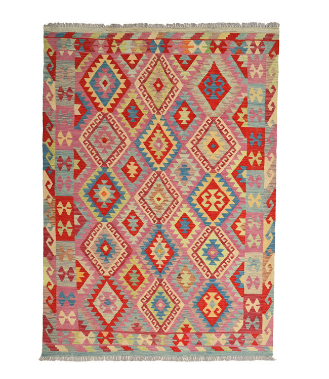 Hand Woven Afghan Wool Kilim Area Rug 245x173 cm