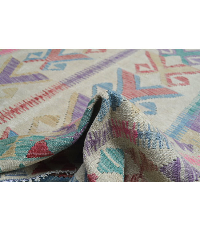 Hand Woven Afghan Wool Kilim Area Rug 238X187 cm