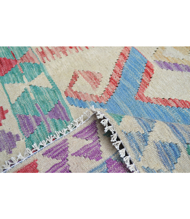 Hand Woven Afghan Wool Kilim Area Rug 238X187 cm