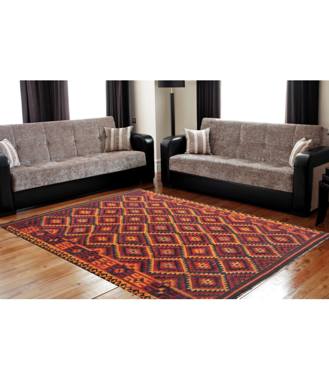 11'19x7'87 Hand Woven Afghan Wool Kilim Area Rug