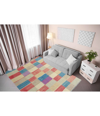 Handgewebte Modern Wolle Kelim Teppich 296x197 cm