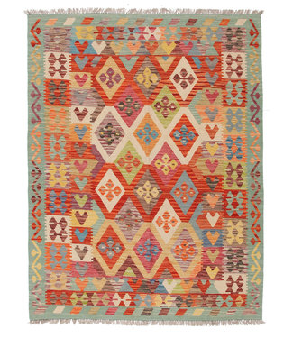 199x153cm Hand Woven Afghan Wool Kilim Area Rug