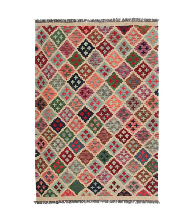 Handgemaakt Oosters Kelim Wol Vloerkleed 205x150cm