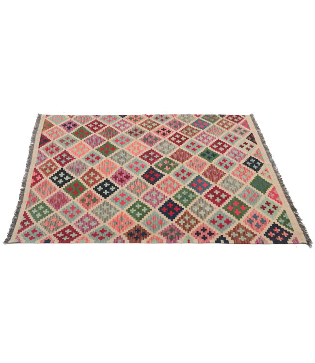 Handgewebte Orientalisch Wolle Kelim Teppich 205x150cm