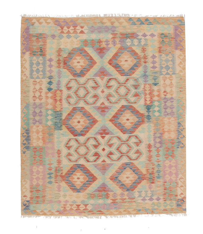 Hand Woven Afghan Wool Kilim Area Rug 199x153cm