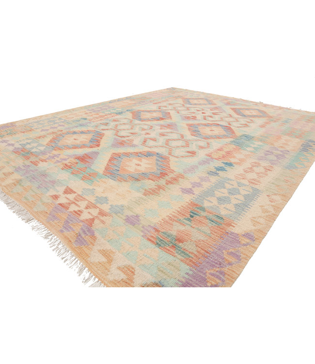 Hand Woven Afghan Wool Kilim Area Rug 199x153cm