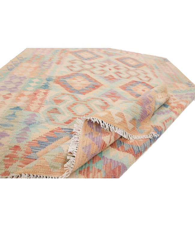 Hand Woven Afghan Wool Kilim Area Rug 199x153cm