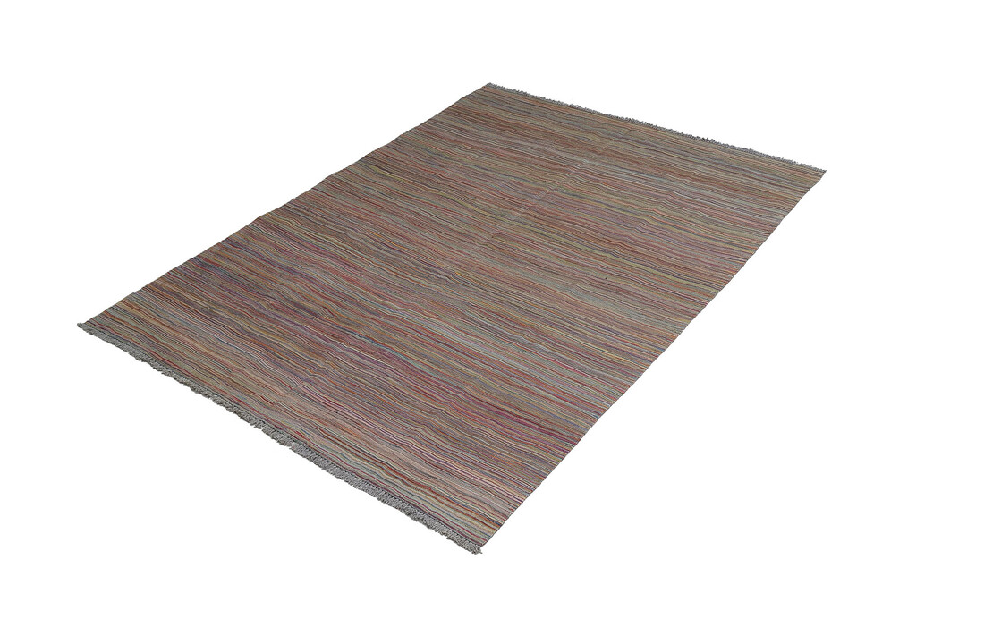 Kelim kleed-240X184cm streep Multicolor Kleed Hand Geweven